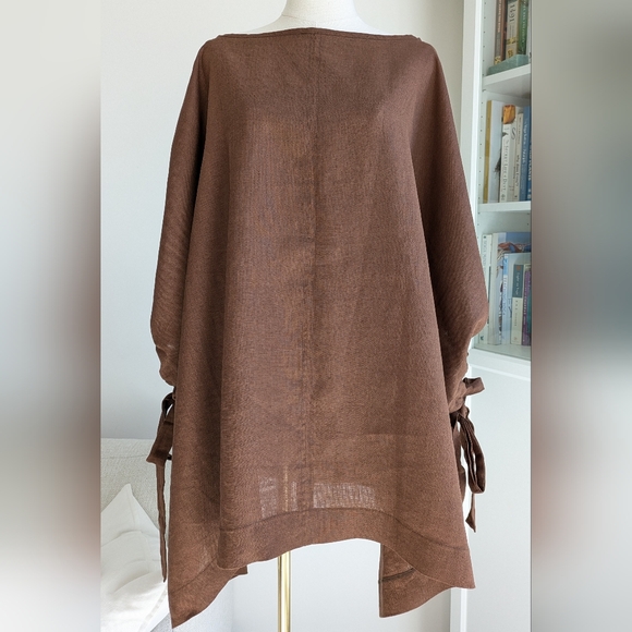 Chocolate Linen Tunic Shawl - Picture 7 of 7